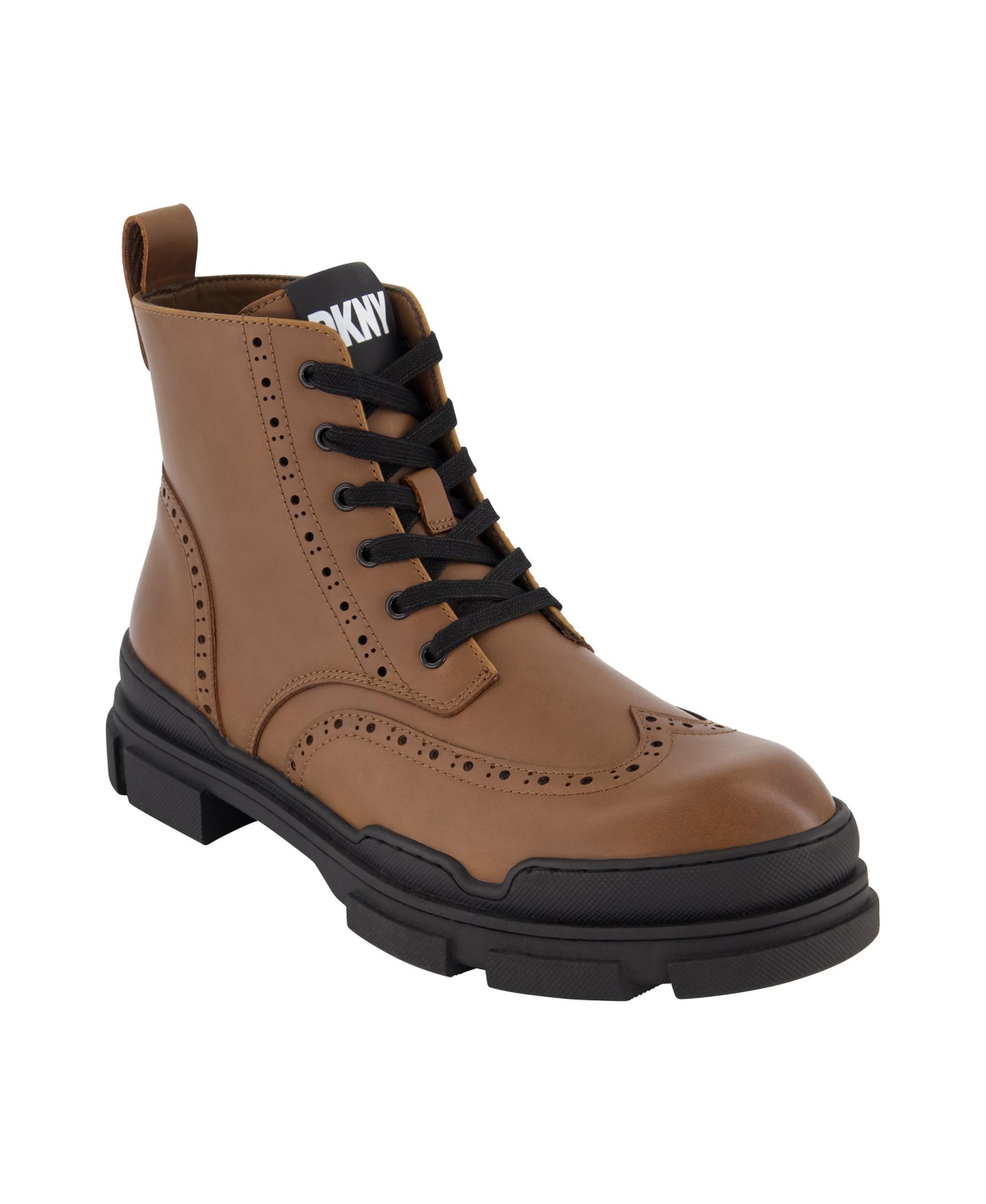 DKNY MEN'S PERFORATED RUBBER LUG SOLE WINGTIP BOOTS