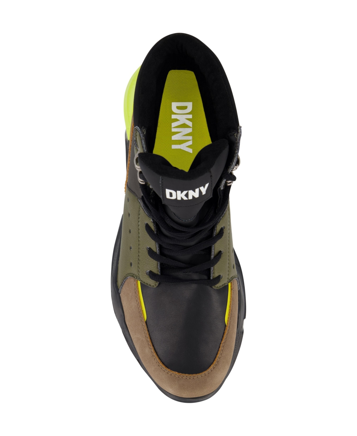 Dkny Men's Mixed Media Two Tone Lightweight Sole Hi Top Sneakers
