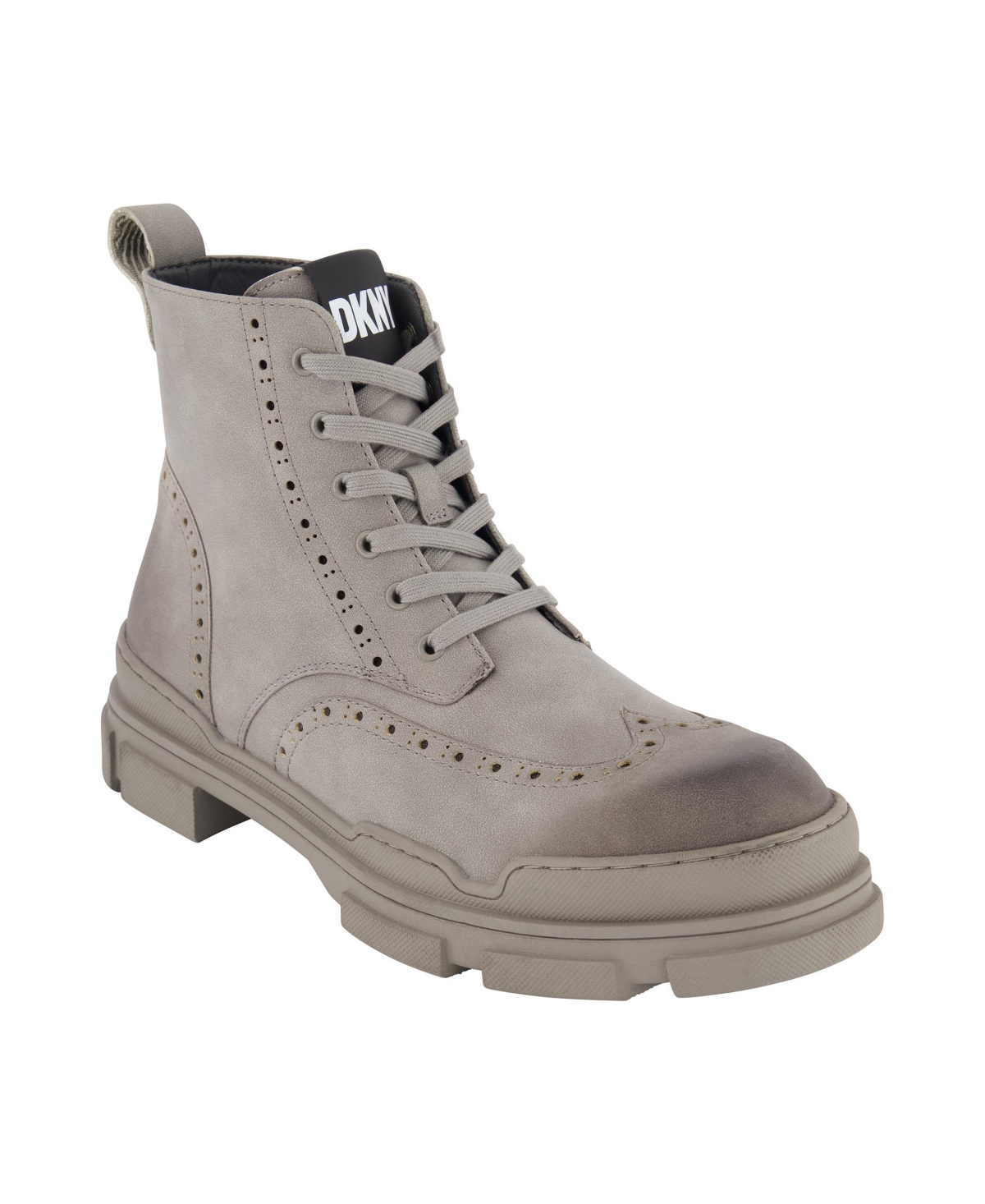 DKNY MEN'S PERFORATED RUBBER LUG SOLE WINGTIP BOOTS