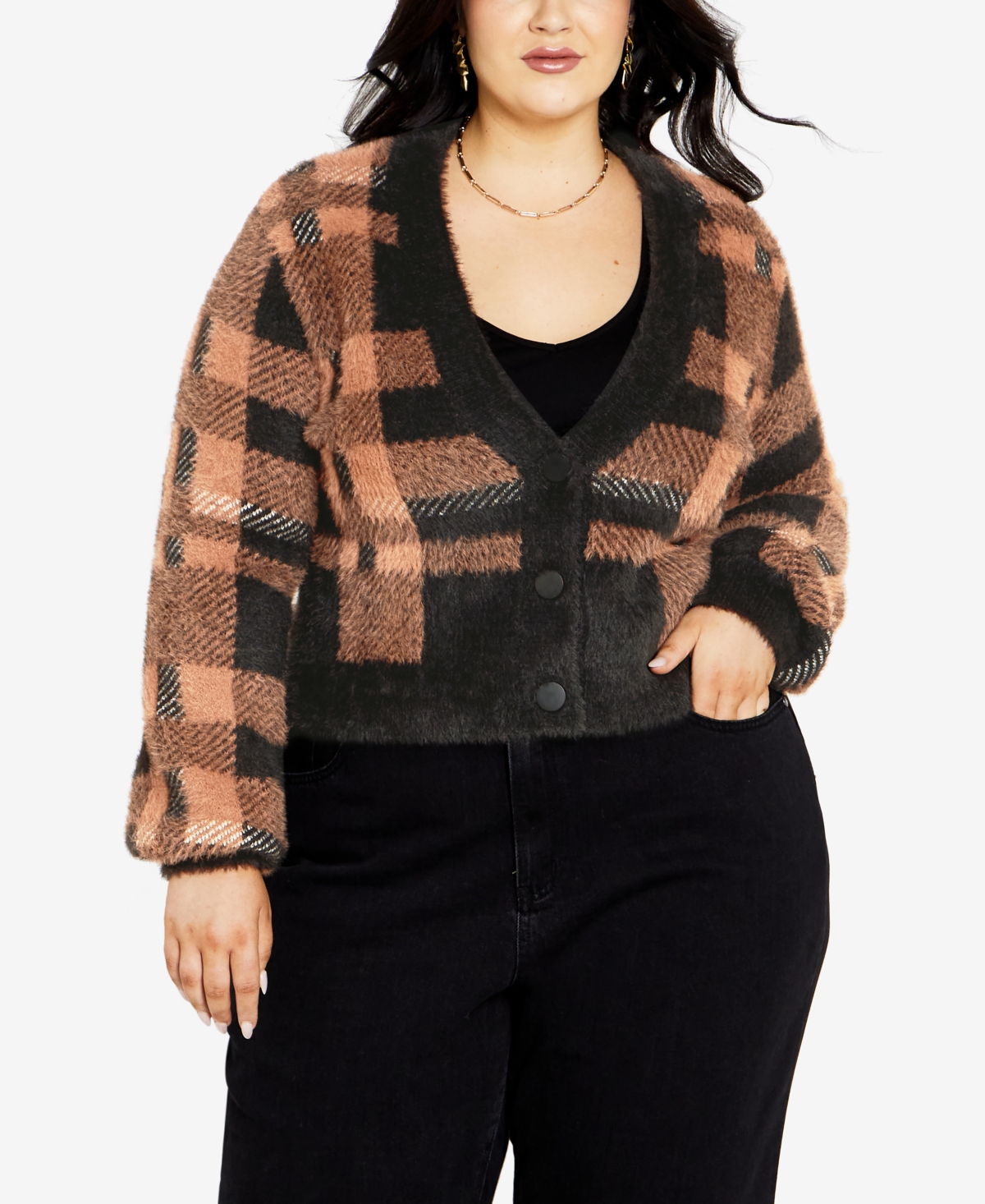 City Chic Trendy Plus Size Naomi V-neck Cardigan Sweater