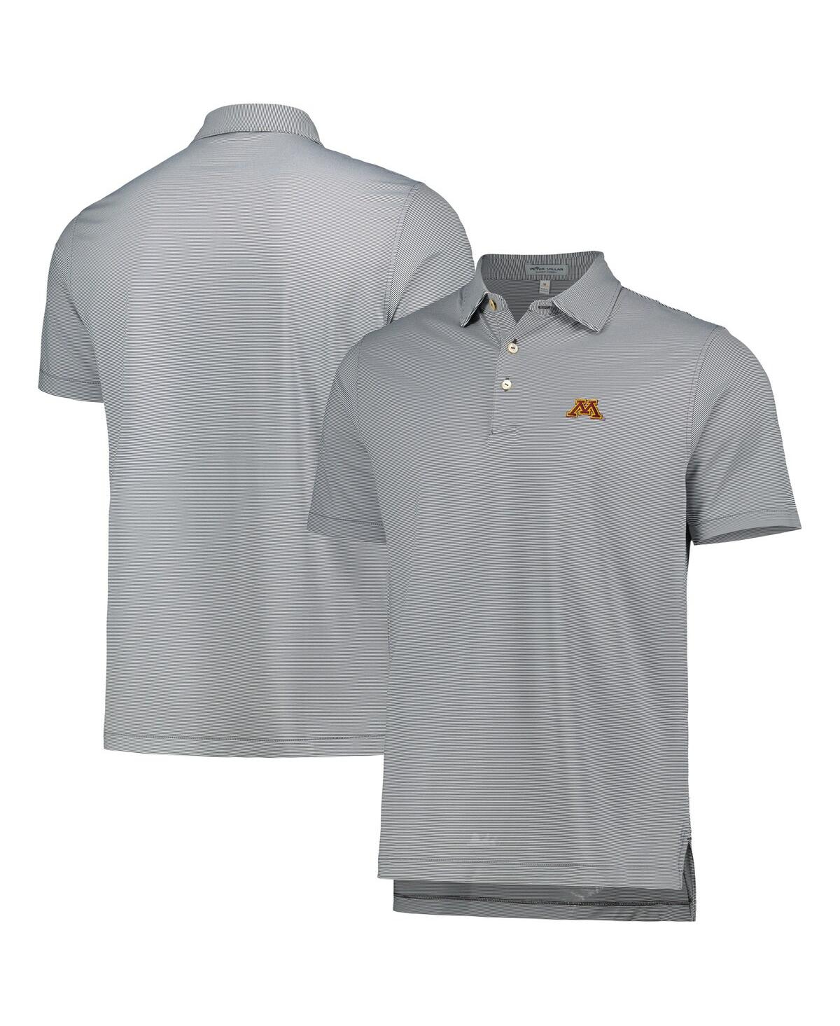 Shop Peter Millar Men's  Gray Minnesota Golden Gophers Jubilee Striped Performance Jersey Polo Shirt