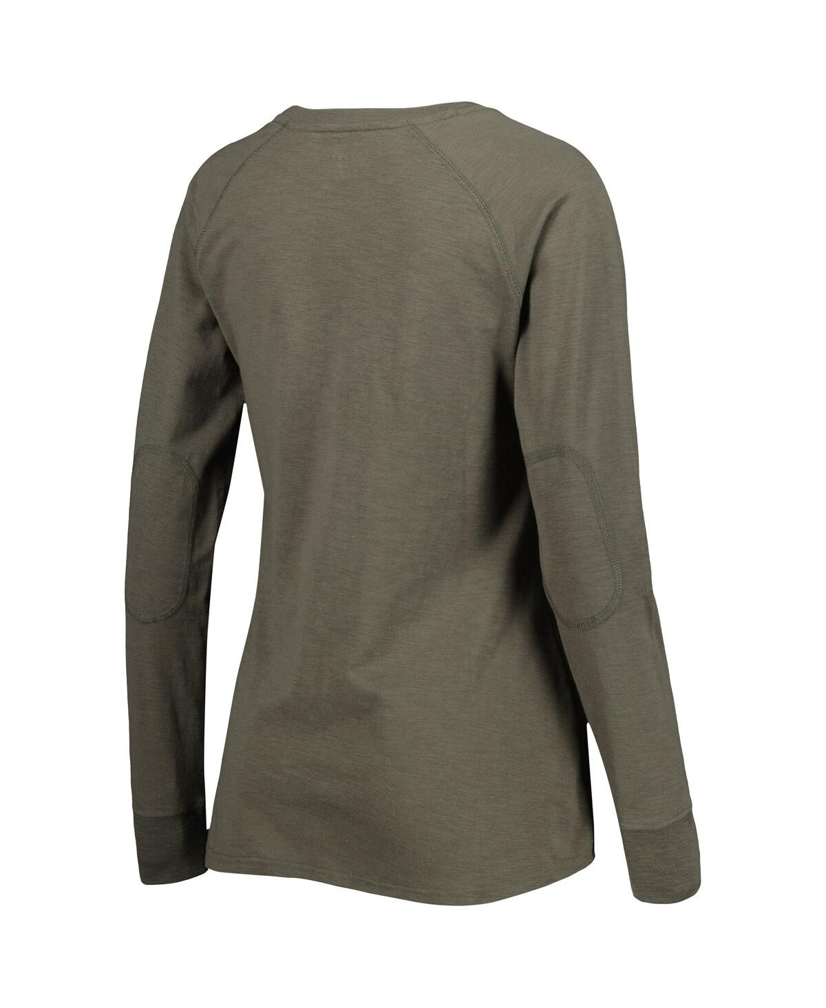 Women'sOregon Ducks Payton Elbow Patch Slub Raglan Long Sleeve T-shirt - Olive