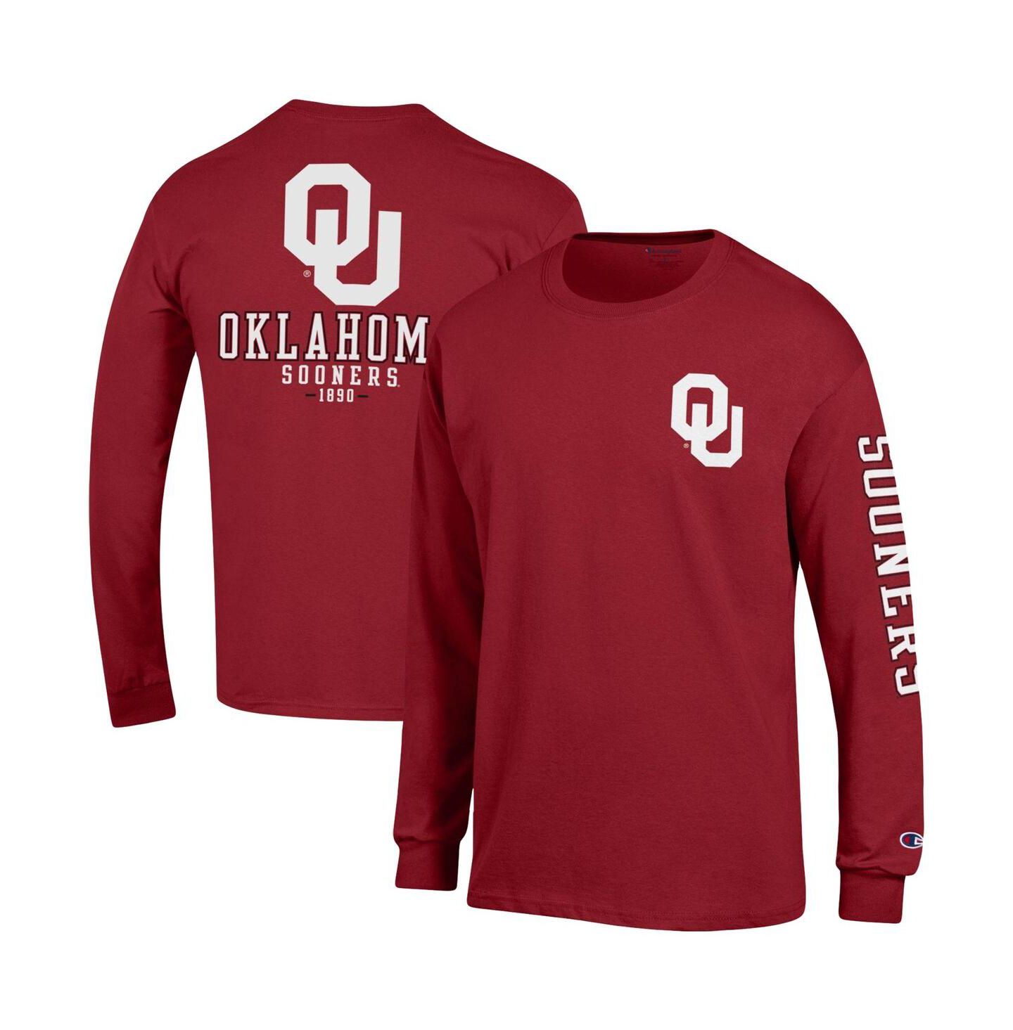 Мужская футболка Champion Crimson Oklahoma Sooners Team Stack Long Sleeve — фото 1