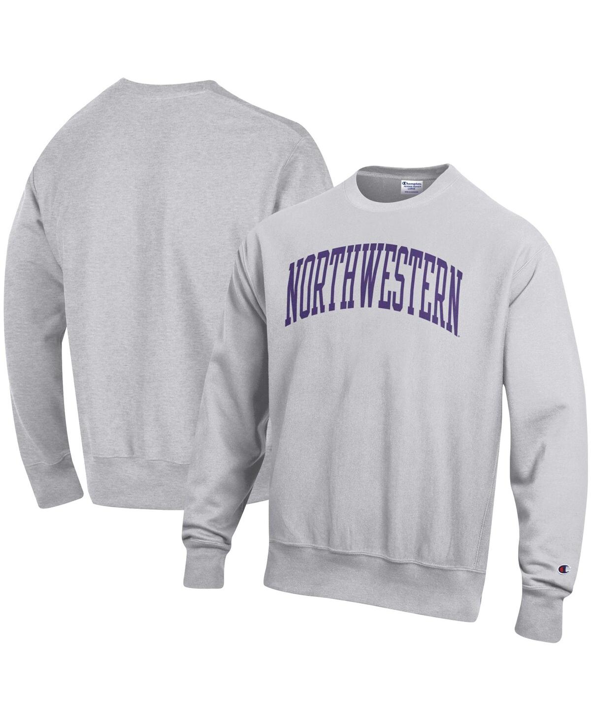 Champion Men's  Heathered Gray Northwestern Wildcats Arch Reverse Weave Pullover Sweatshirt In Heather Gray