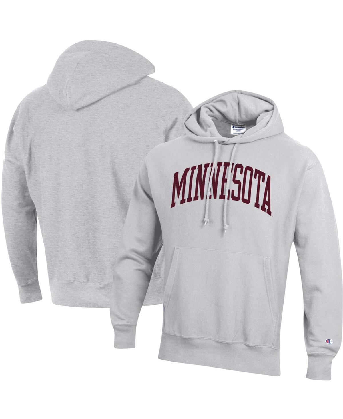 Champion Men's  Heathered Gray Minnesota Golden Gophers Team Arch Reverse Weave Pullover Hoodie In Heather Gray