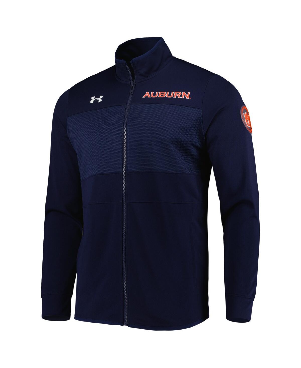 Shop Under Armour Men's  Navy Auburn Tigers Knit Warm-up Full-zip Jacket