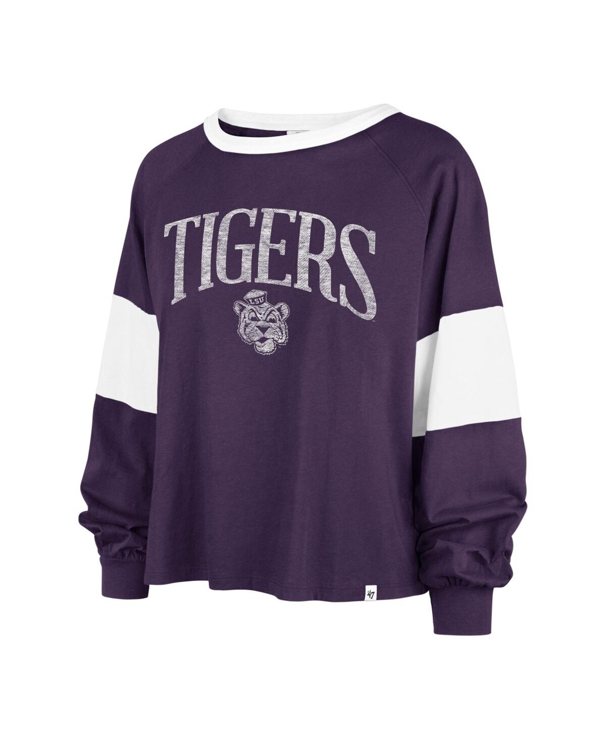Shop 47 Brand Women's ' Purple Distressed Lsu Tigers Upside Rhea Raglan Long Sleeve T-shirt