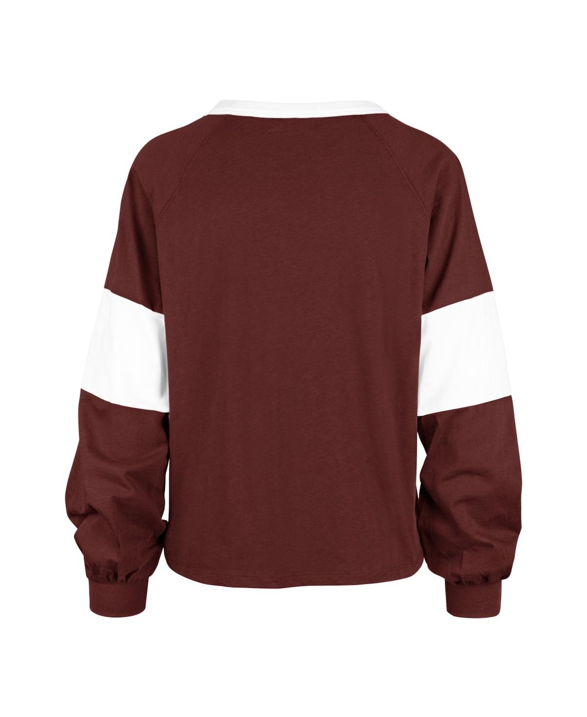 Shop 47 Brand Women's ' Crimson Distressed Oklahoma Sooners Upside Rhea Raglan Long Sleeve T-shirt