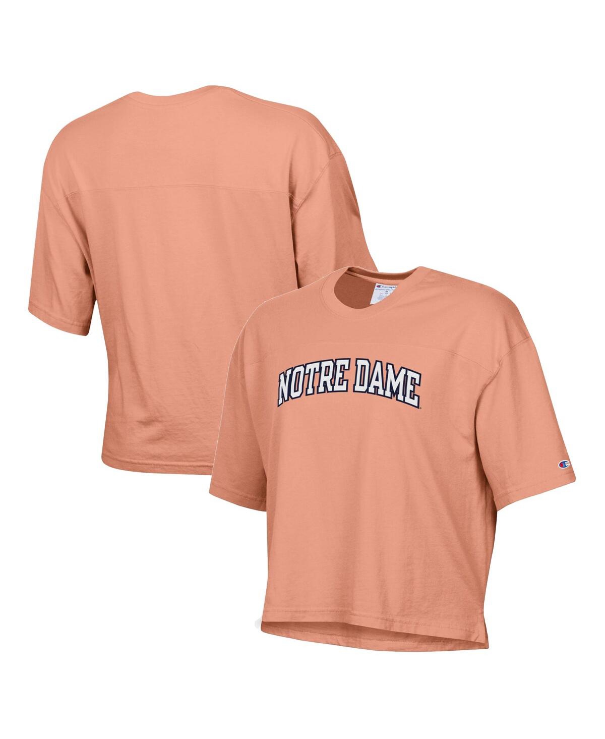 Champion Women's  Orange Distressed Notre Dame Fighting Irish Vintage-like Wash Boxy Crop T-shirt