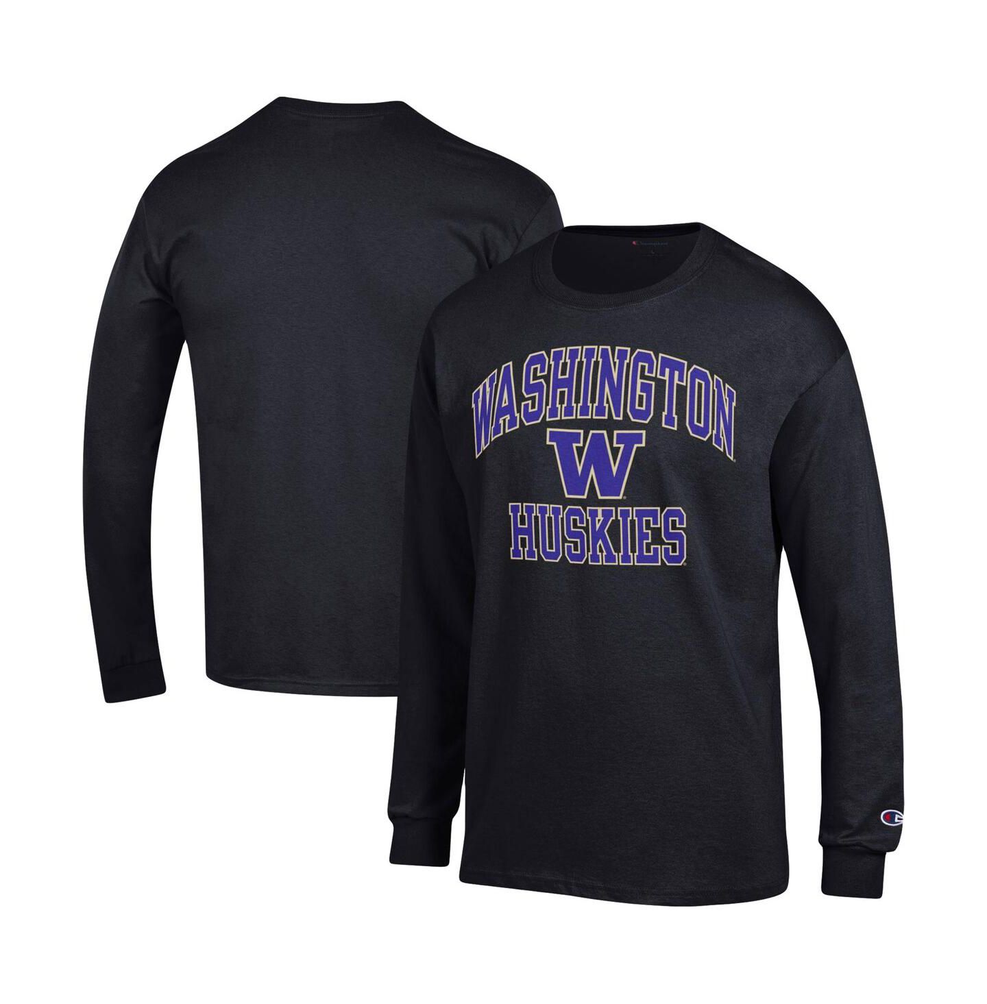 Мужская футболка Champion Black Washington Huskies High Motor Long Sleeve — фото 1