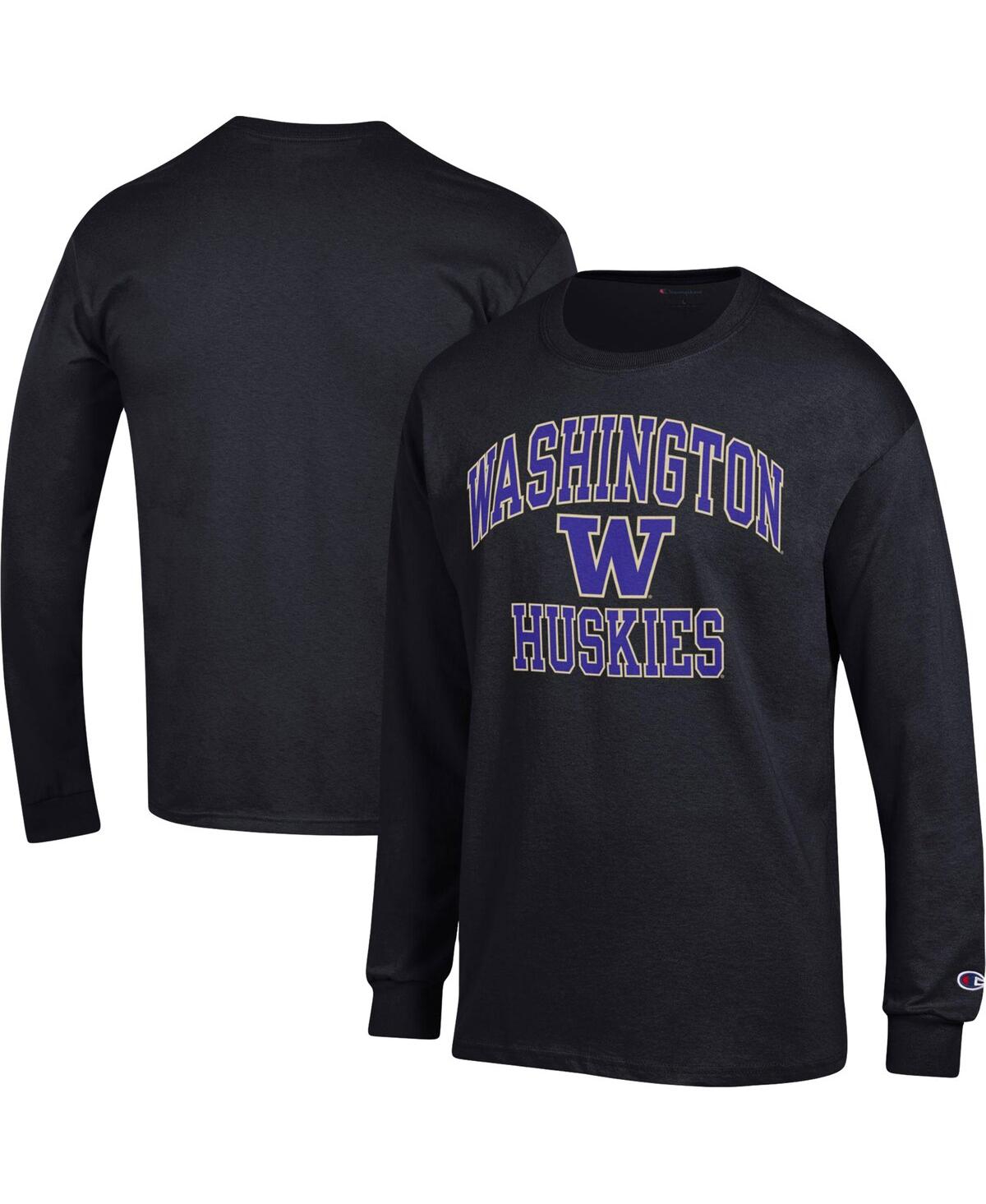 Shop Champion Men's  Black Washington Huskies High Motor Long Sleeve T-shirt