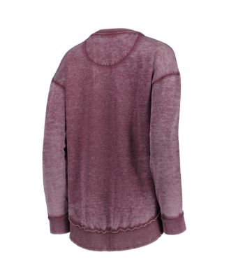 Women's Maroon Distressed Mississippi State Bulldogs Vintage-Like Wash Pullover Sweatshirt