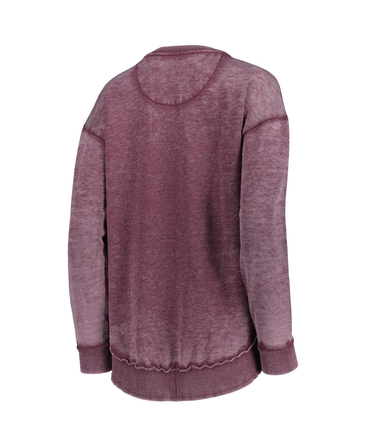PRESSBOX WOMEN'S PRESSBOX MAROON DISTRESSED MISSISSIPPI STATE BULLDOGS VINTAGE-LIKE WASH PULLOVER SWEATSHIRT 