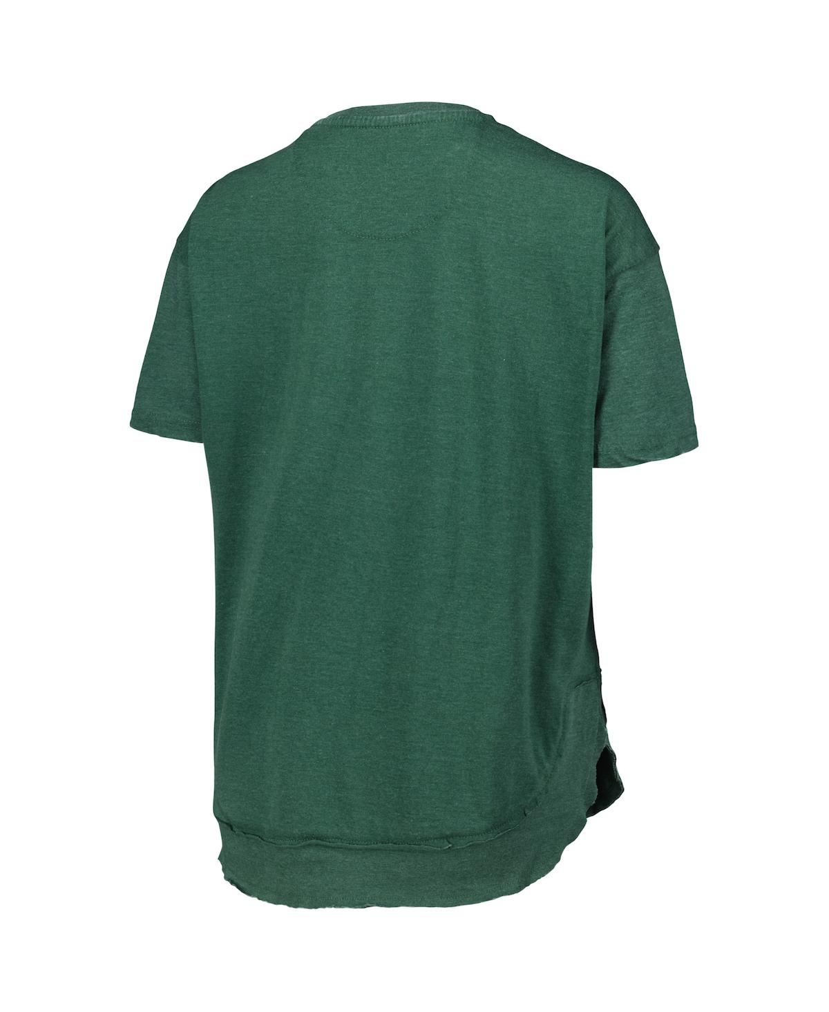 Shop Pressbox Women's  Heathered Green Distressed Michigan State Spartans Arch Poncho T-shirt In Heather Green