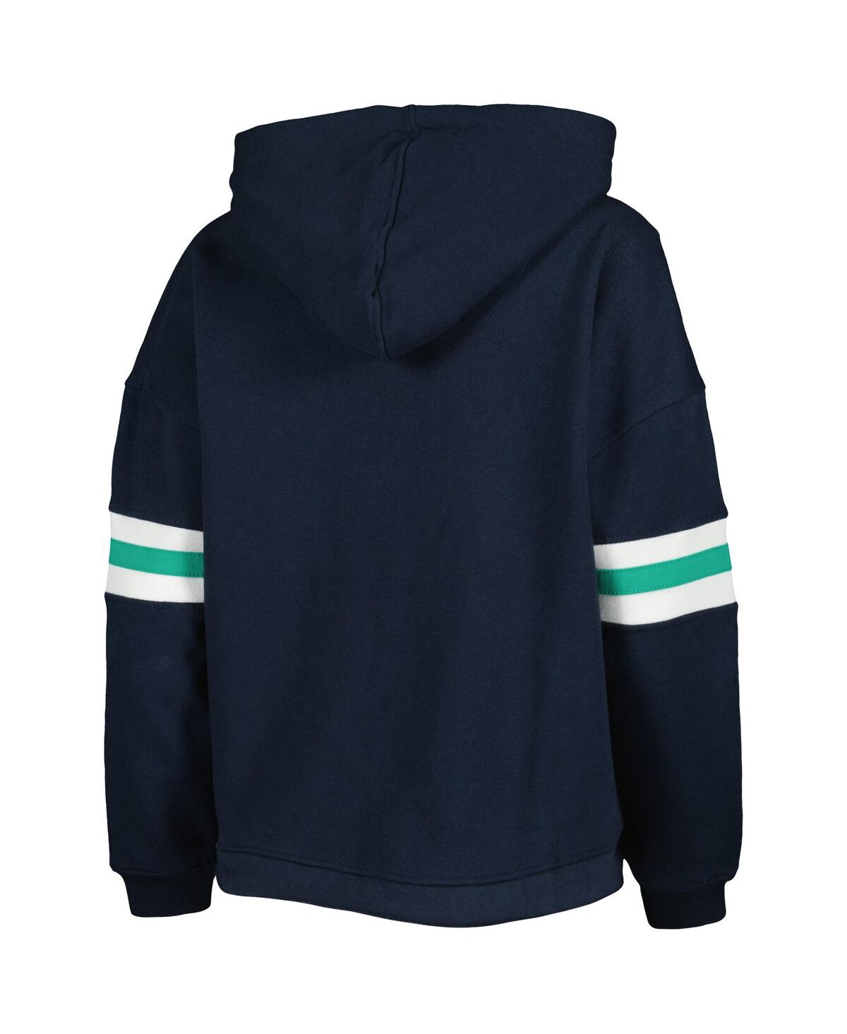 PRESSBOX WOMEN'S PRESSBOX NAVY DISTRESSED NOTRE DAME FIGHTING IRISH SUPER PENNANT PULLOVER HOODIE 