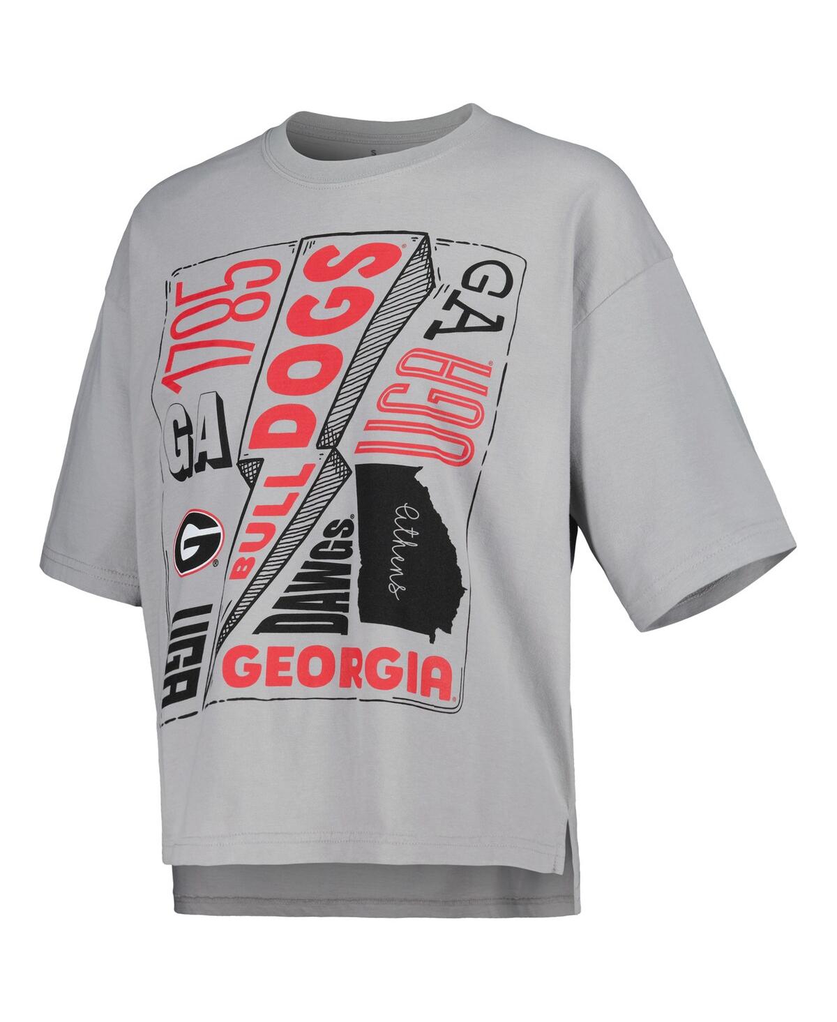 Women's PressboxGeorgia Bulldogs Rock & Roll School of Rock T-shirt - Silver