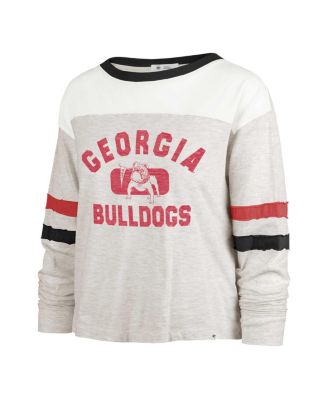 Women's Oatmeal Distressed Georgia Bulldogs Vault All Class Lena Long Sleeve T-shirt