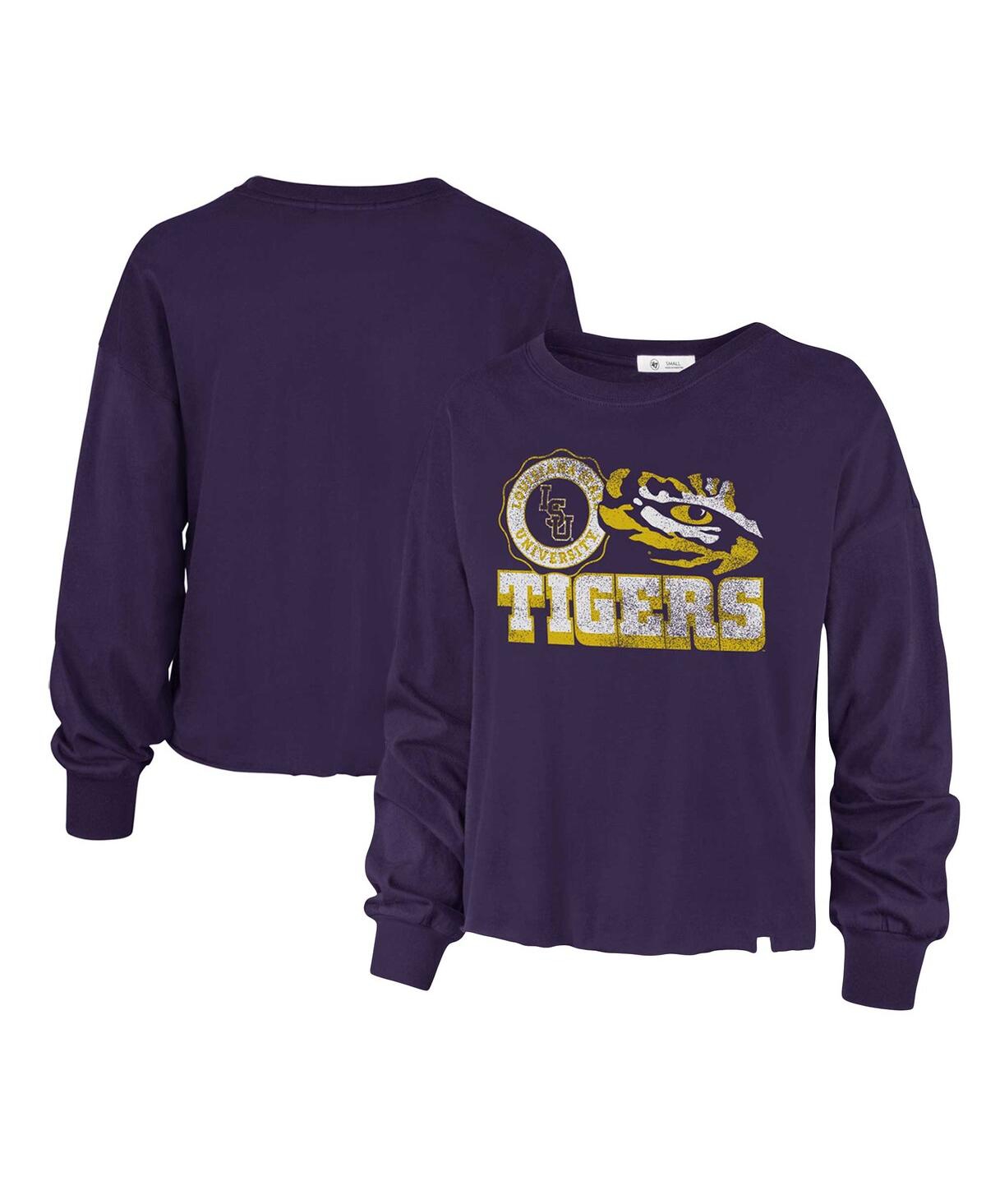 47 Brand Women's ' Purple Distressed Lsu Tigers Bottom Line Parkway Long Sleeve T-shirt