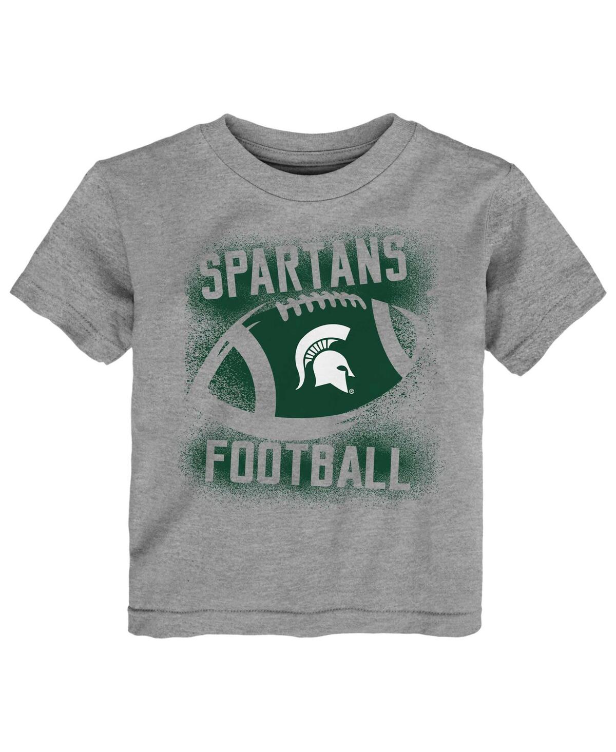 Outerstuff Babies' Toddler Boys And Girls Heather Gray Michigan State Spartans Stencil T-shirt