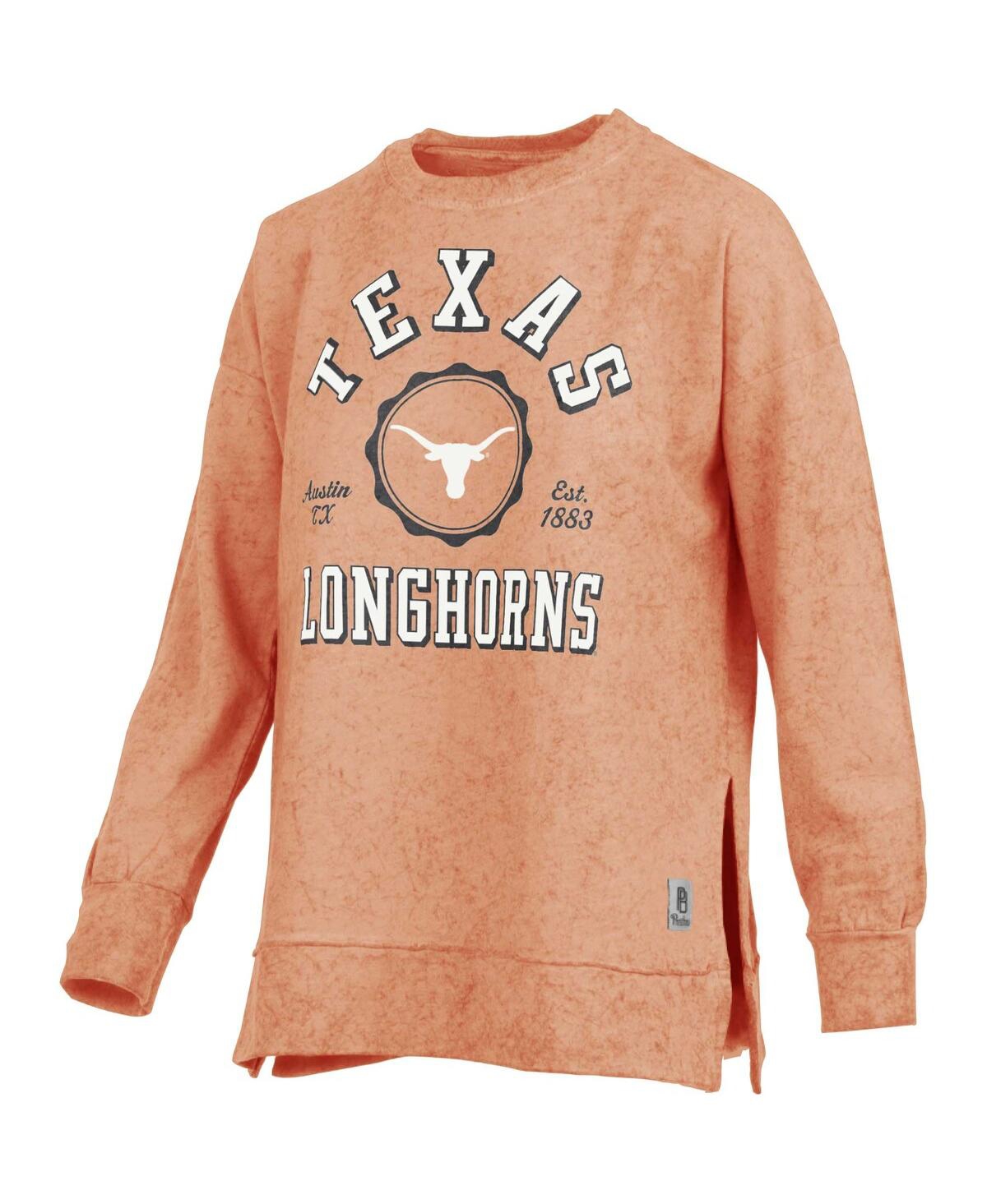 Pressbox Women's  Texas Orange Distressed Texas Longhorns Sun Washed Bishop Pullover Sweatshirt
