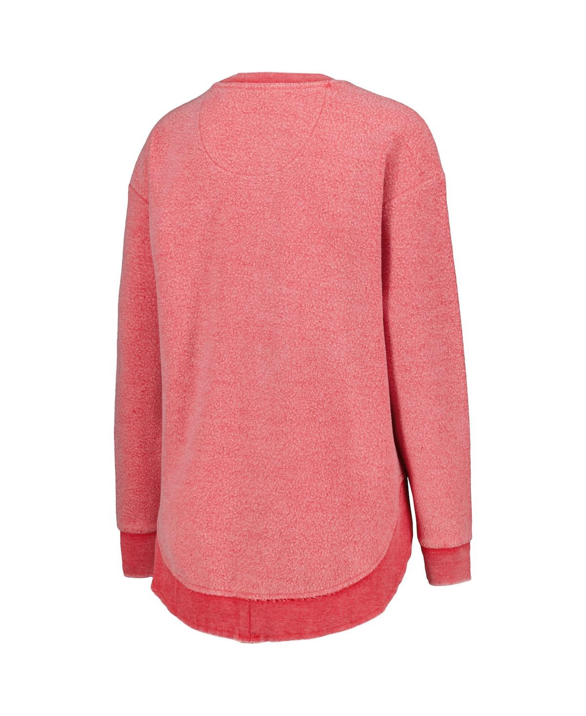 PRESSBOX WOMEN'S PRESSBOX SCARLET DISTRESSED OHIO STATE BUCKEYES PONCHOVILLE PULLOVER SWEATSHIRT 