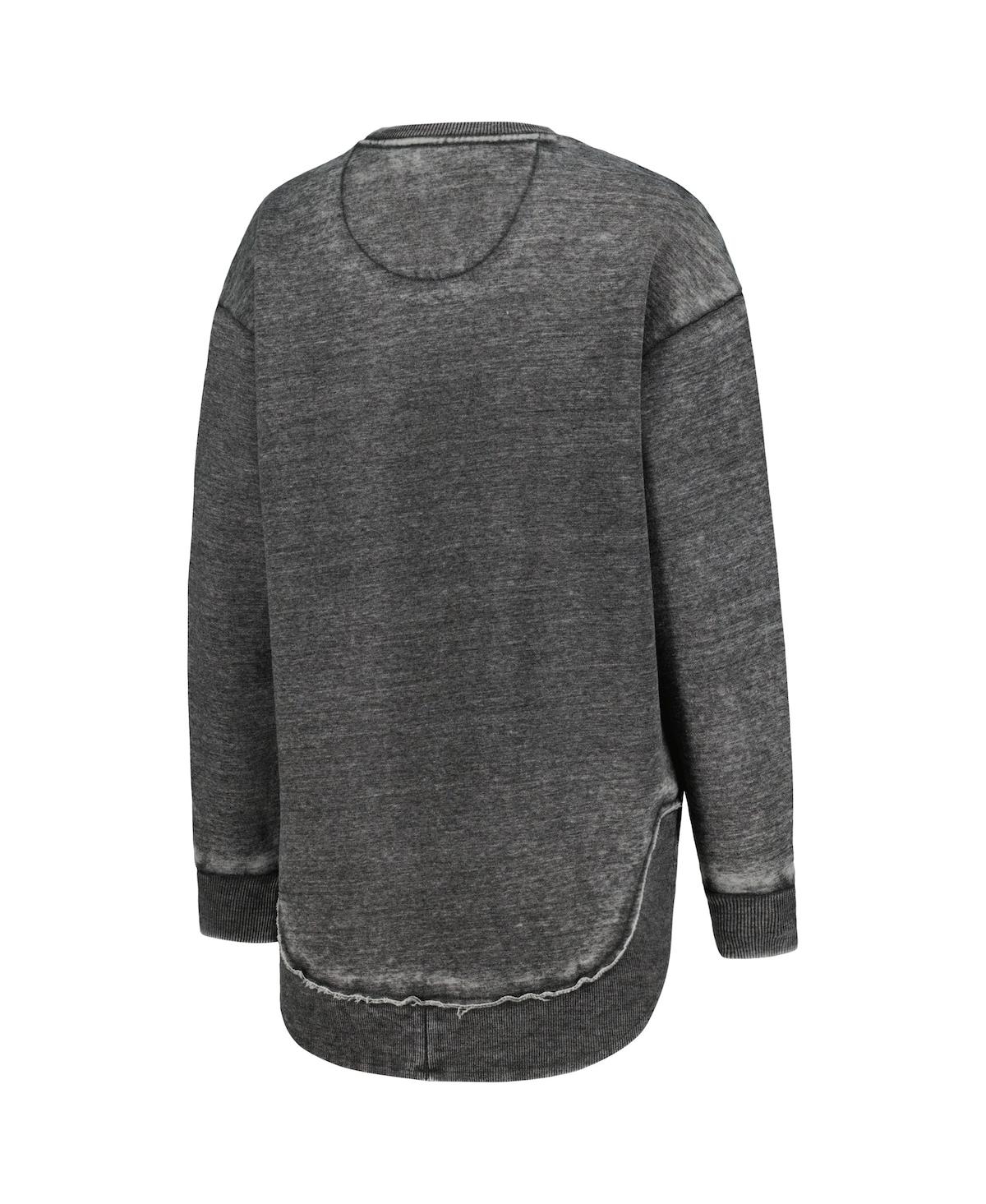 PRESSBOX WOMEN'S PRESSBOX BLACK DISTRESSED OHIO STATE BUCKEYES VINTAGE-LIKE WASHED PULLOVER SWEATSHIRT 
