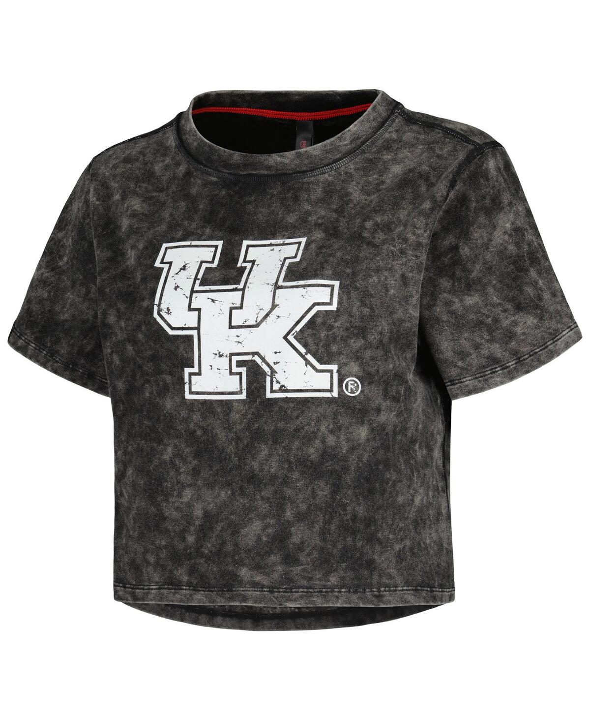 Shop Kadyluxe Women's Black Distressed Kentucky Wildcats Vintage-like Wash Milky Silk Cropped T-shirt