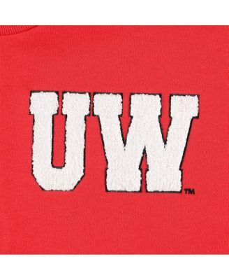 Women's Red Wisconsin Badgers Back To Reality Colorblock Pullover Sweatshirt