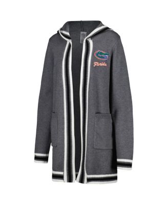 Women's Charcoal Florida Gators One More Round Tri-Blend Striped Cardigan Sweater