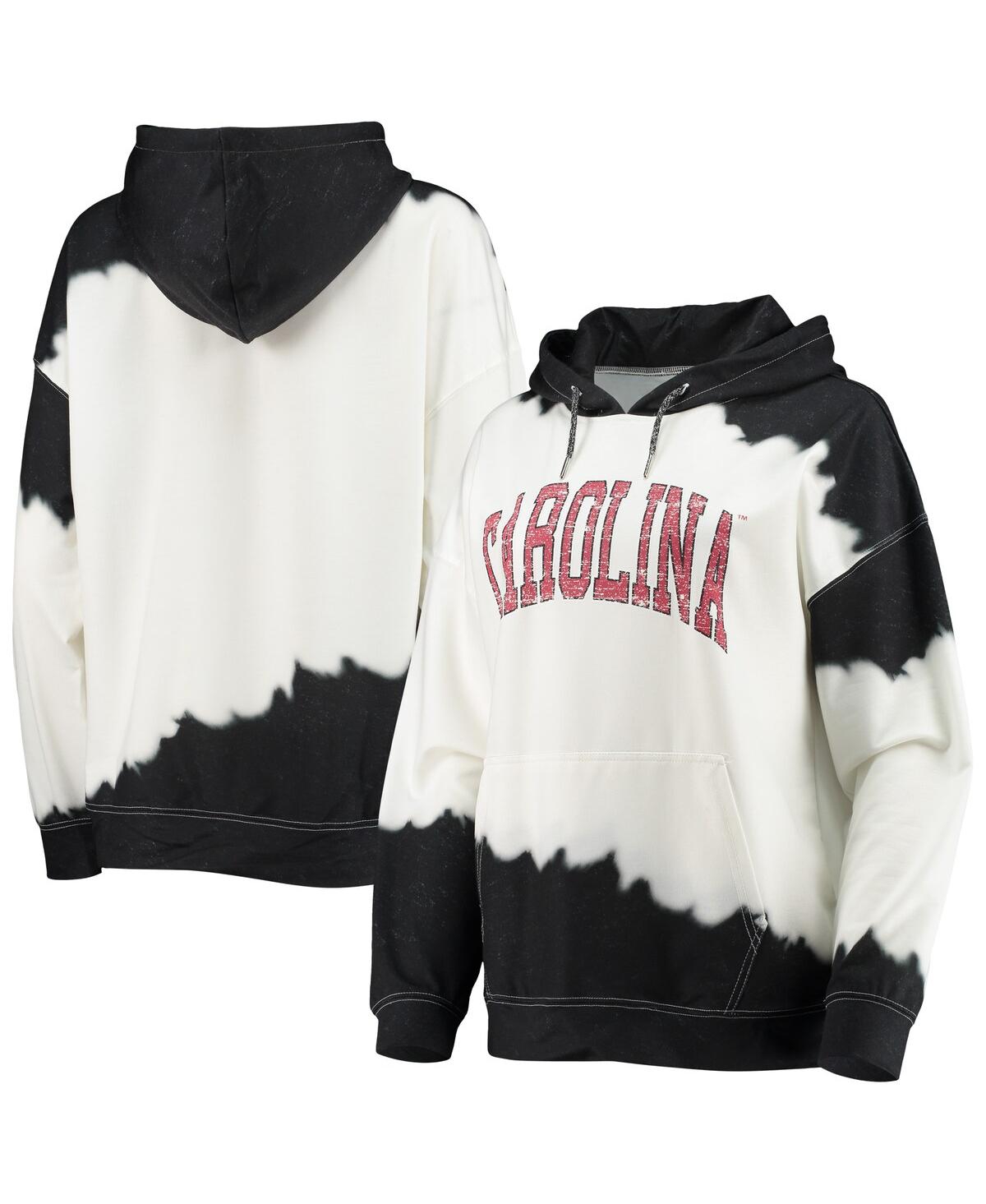 GAMEDAY COUTURE WOMEN'S GAMEDAY COUTURE WHITE, BLACK DISTRESSED SOUTH CAROLINA GAMECOCKS FOR THE FUN DOUBLE DIP-DYED