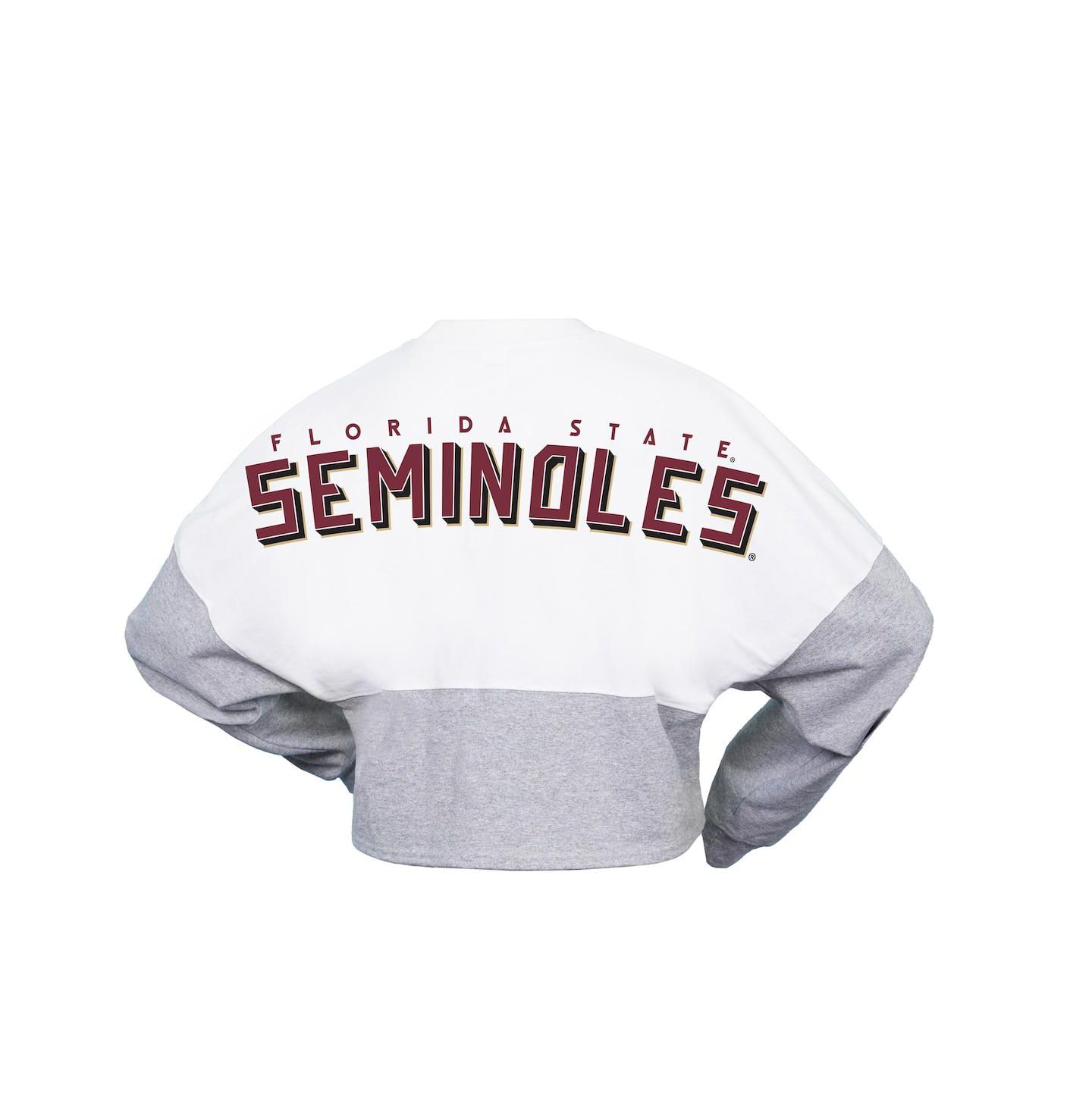 Женская футболка Spirit Jersey White Florida State Seminoles Heather Block Cropped Long Sleeve Jersey — фото 2