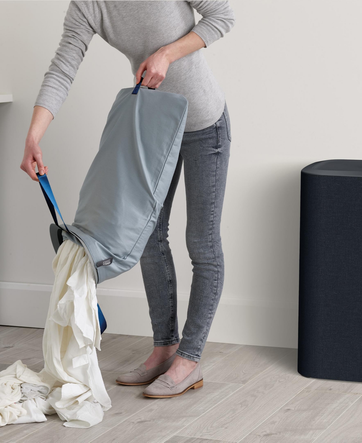 Joseph Joseph Tota Trio 90-litre Easy-empty Laundry Separation Basket In Black