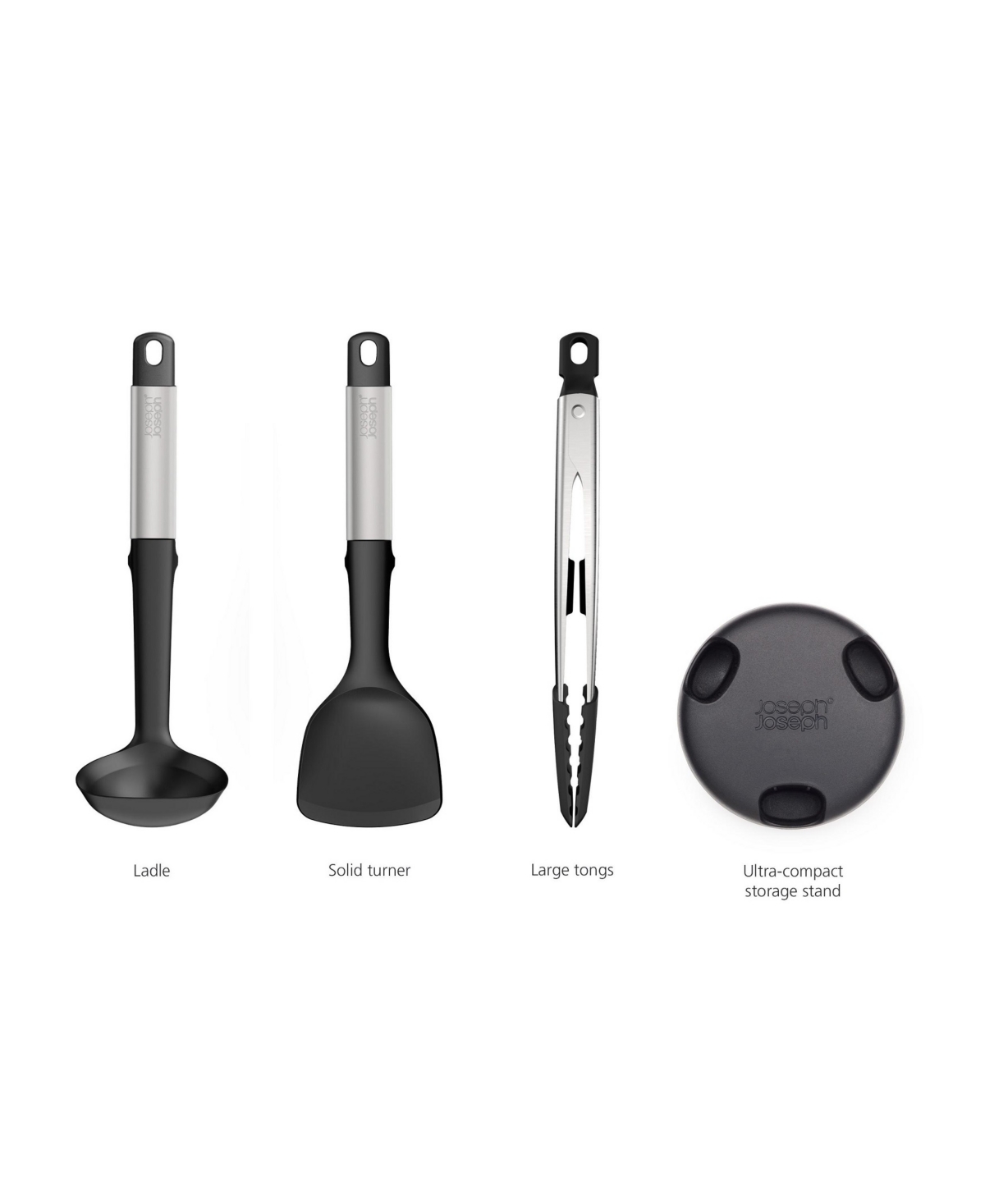 Joseph Joseph Elevate Fusion 5-piece Silicone Utensil Set With Storage Stand In Gray