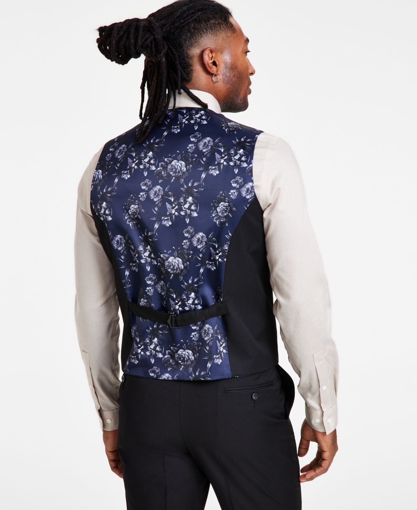 Мужской жилет Tayion Collection Classic-Fit Solid Double-Breasted Suit Vest, цвет: Чёрный однотонный — фото 2