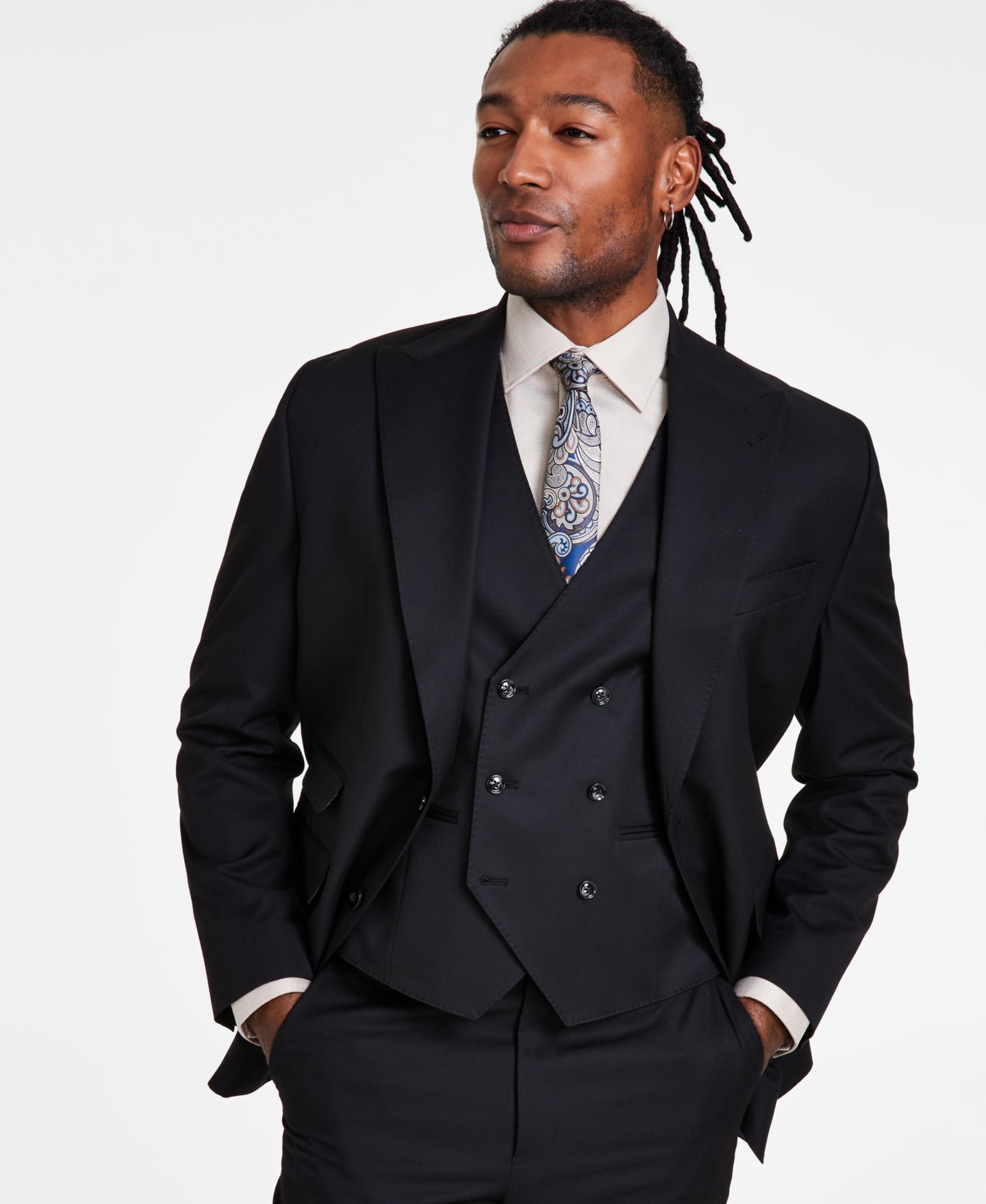 Мужской пиджак Tayion Collection Classic-Fit Solid Suit, цвет: Чёрный однотонный — фото 1