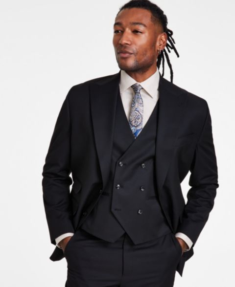 Мужской пиджак Tayion Collection Classic-Fit Solid Suit, цвет: Чёрный однотонный