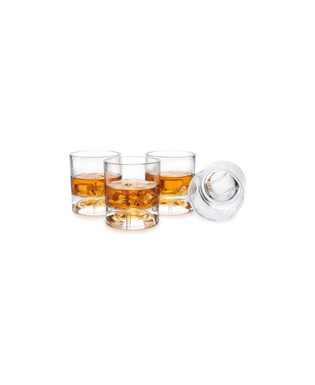 The Wine Savant Baseball Whiskey Glasses, Set Of 4 In Clear