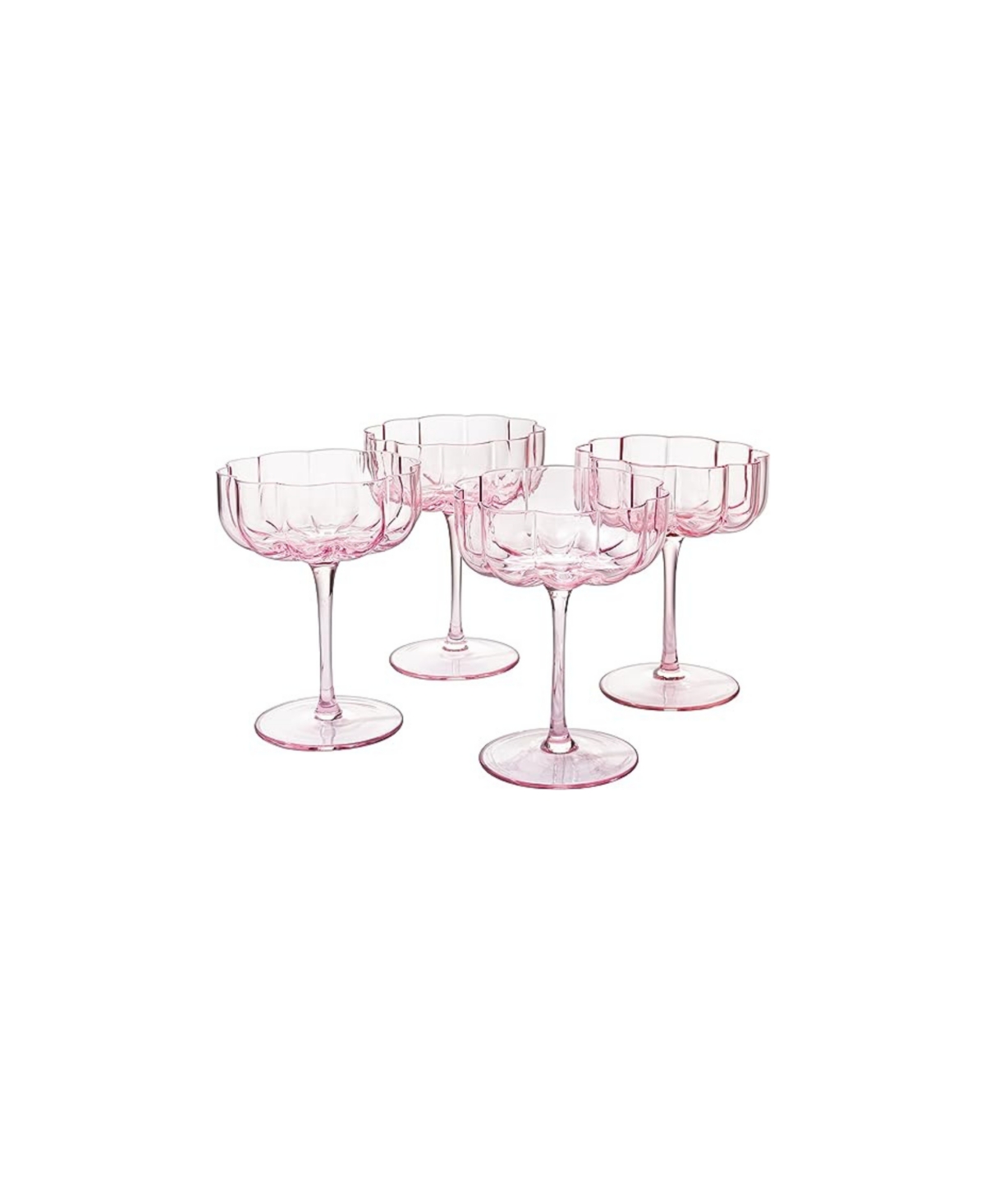 The Wine Savant Martini And Champagne Flower Vintage Glass Coupes, Set Of 4 In Pink
