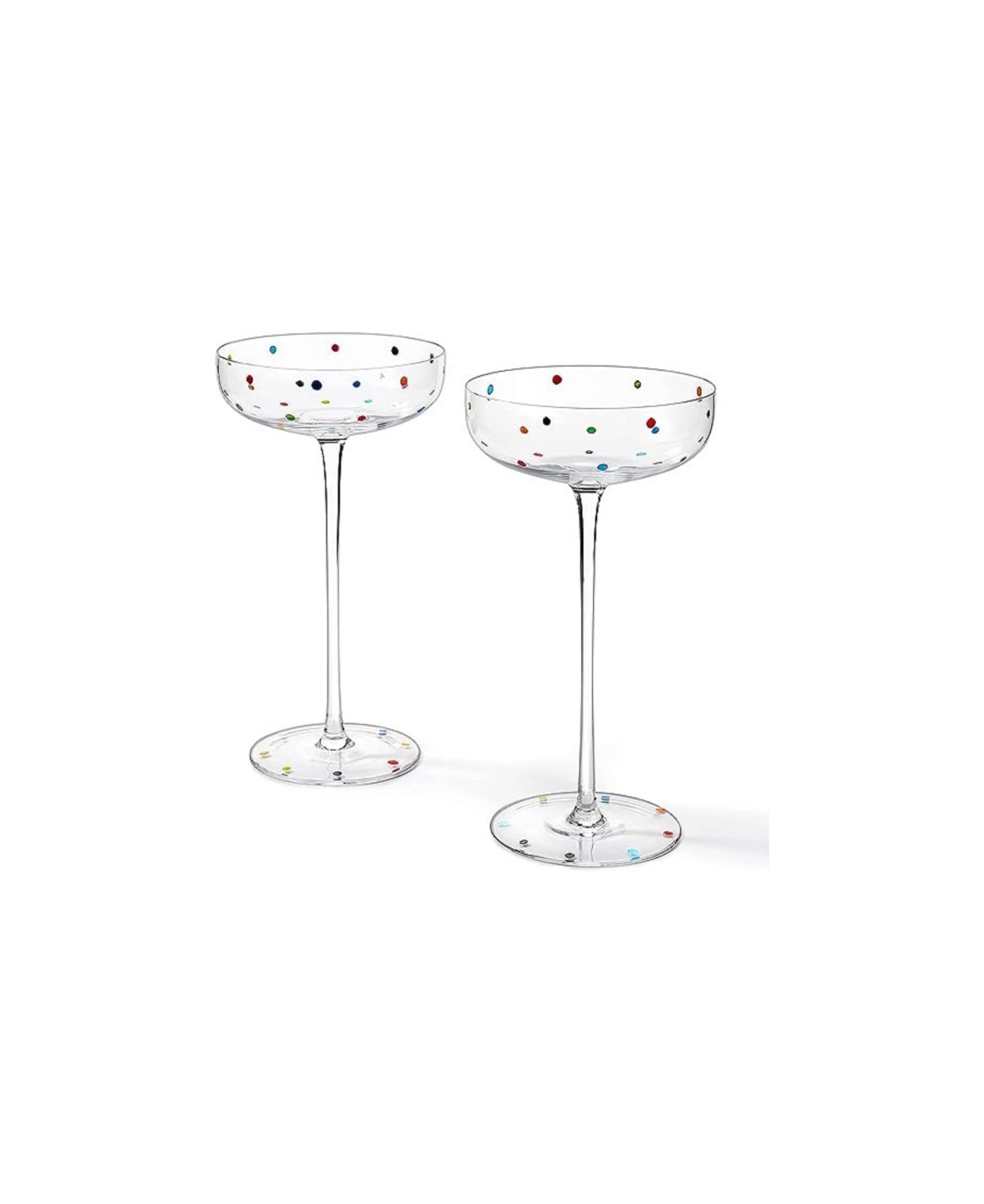 The Wine Savant Polka Dot Champagne Coupe Glasses, Set Of 2 In Multicolor