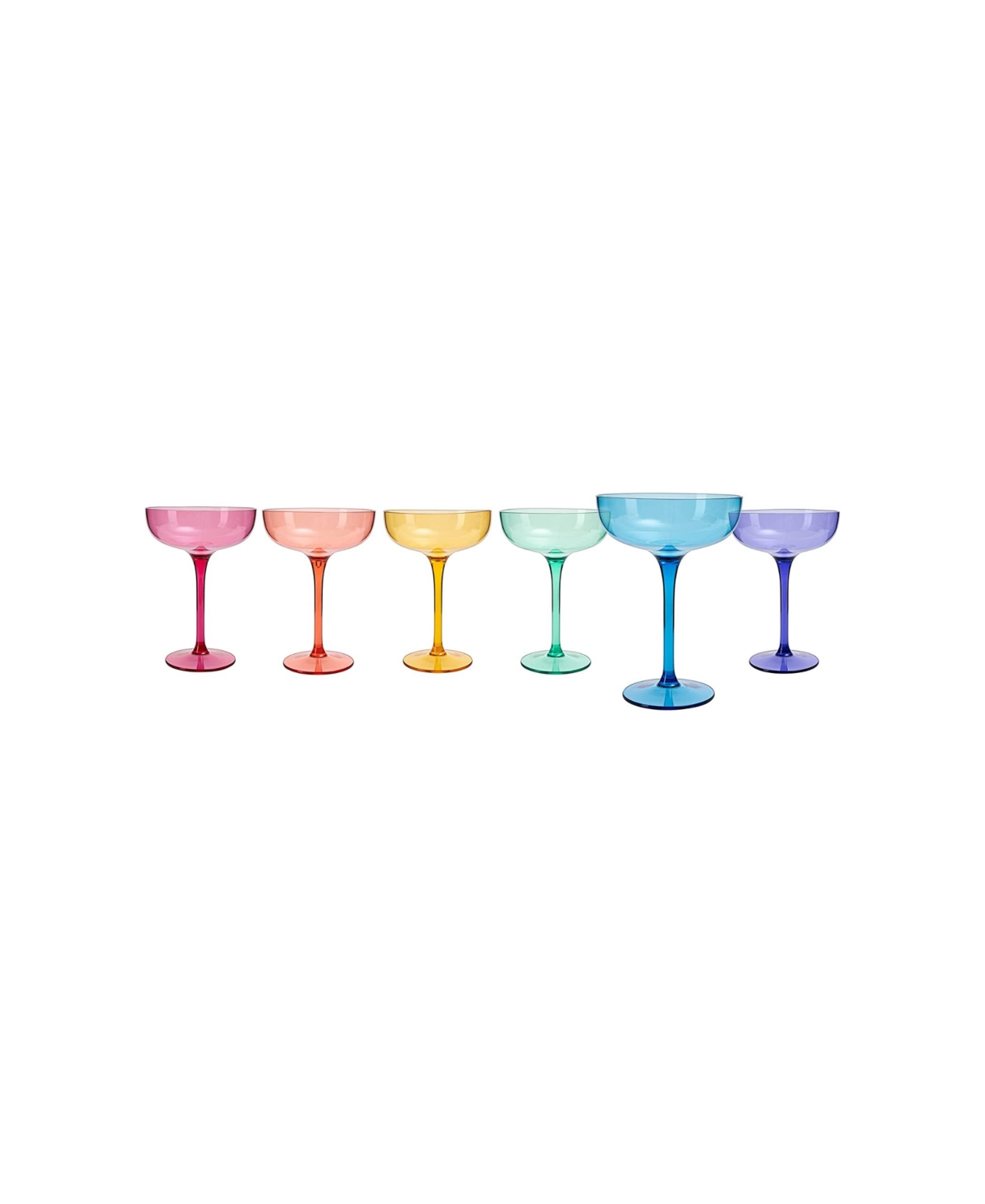 Shop The Wine Savant Glass European Style Martini Crystal Acrylic Glasses, Set Of 6 In Multicolor