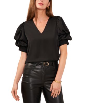 1.STATE - Women's Tiered Bubble-Sleeve V-Neck Blouse
