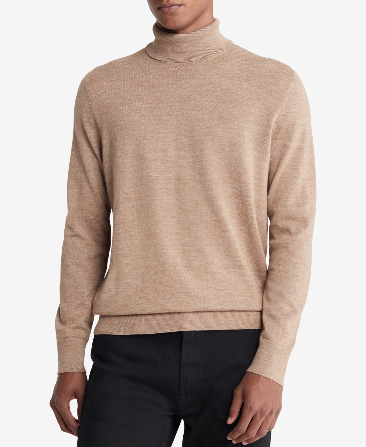 Calvin Klein Men's Regular-fit Turtleneck Sweater In Tigers Eye Heather