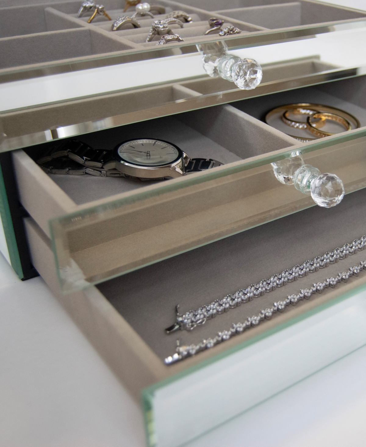 Mele & Co Maxine Mirror Glass Jewelry Box In Mirrored