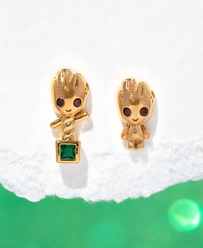 Girls Crew 18k GoldPlated Color Crystal Groot Mismatch Stud Earrings
