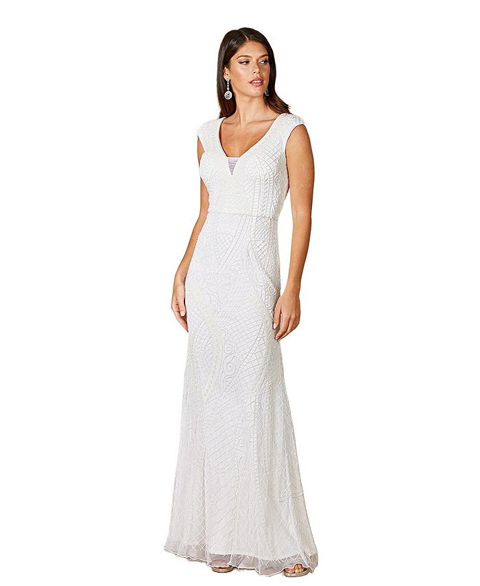 Lara Women s Gwen Beaded Short Sleeve Wedding Dress Macy s