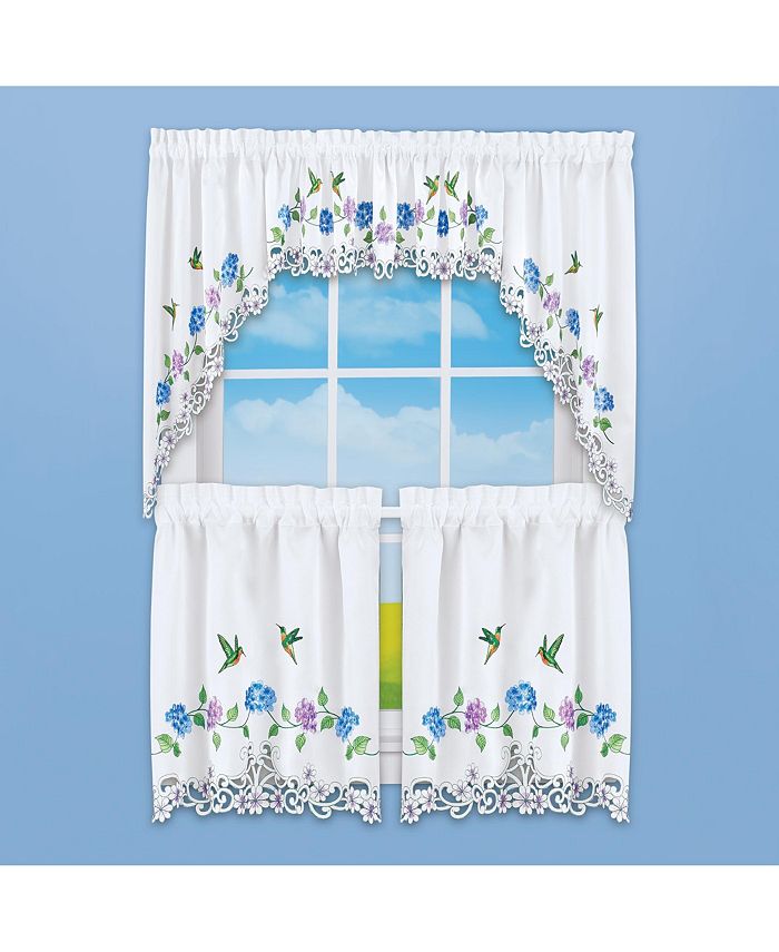 Collections Etc Embroidered Hummingbird Floral Kitchen Curtains Macy's