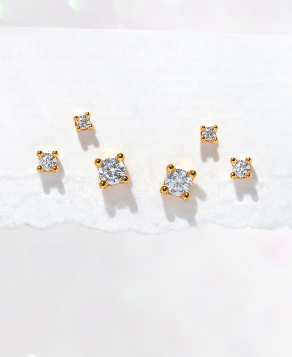 Shop Girls Crew 18k Gold-plated 3-pc. Set Mixed Size Crystal Stud Earrings