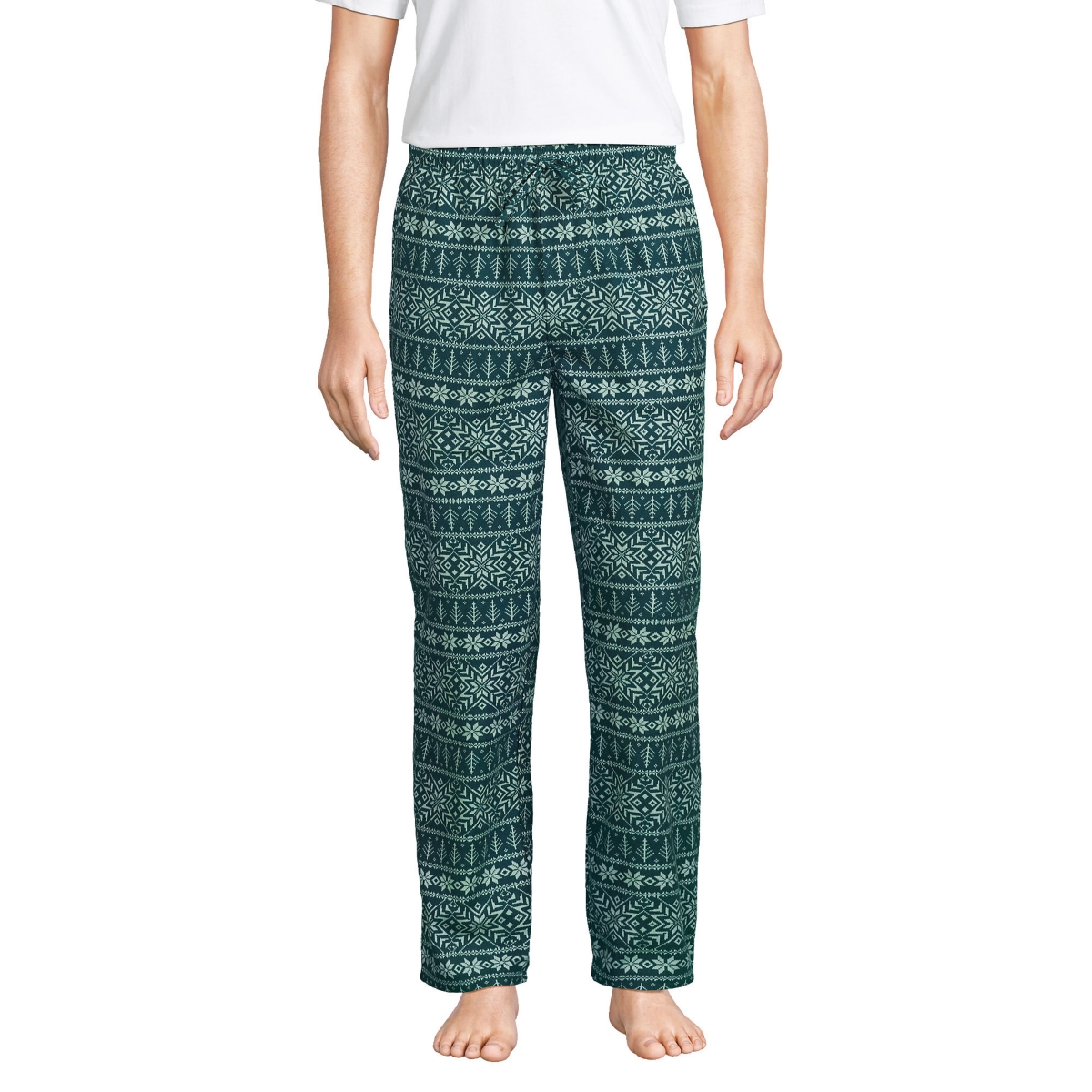 Men's Flannel Pajama Pants - Deep balsam stripe snowflake