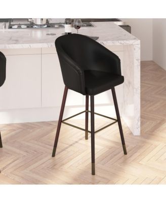 Temperance Modern Wood Frame Stool With Metallic Accents