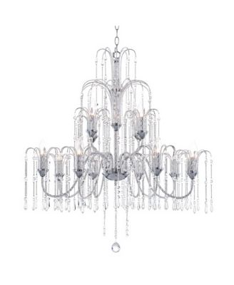 Crystal Rain Chrome Chandelier 33" Wide Modern 12-Light Fixture for Dining Room House Foyer Kitchen Island Entryway Bedroom Home